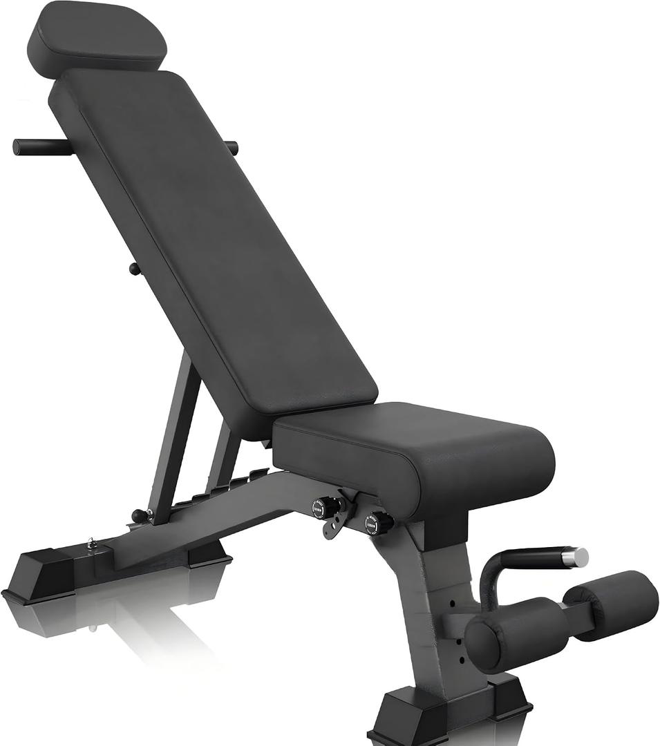 YOUTEN 1300 LB Weight Bench With Headrest Heavy Capacity | 9-4-4 90 Adjustable Incline Decline Exercise Chair for Home Gym More Stable and Durable | Foldable Training Lifting Bench | Dragon Flag Handle for Abdominal Arm Workout 2025 New Version