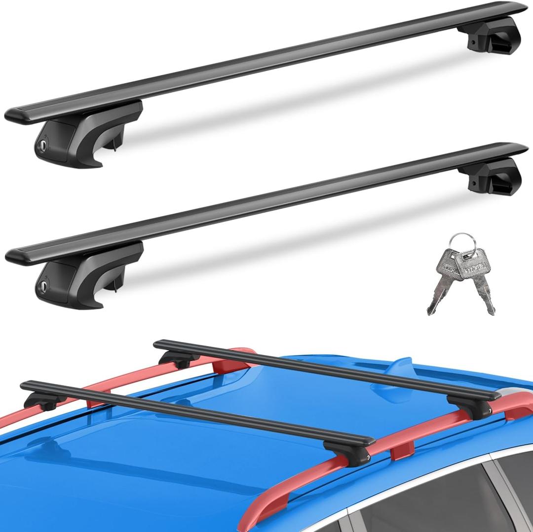 260lbs Heavy Duty Universal Roof Rack Cross Bars 56 Adjustable Aluminum Crossbars, Lockable Universal Cross Bars that Fit Most Raised Side Rails Vehicles/SUVs (with Gap Design)