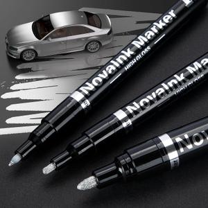 KERIFI 3pcs Silver Liquid Mirror Chrome Markers Permanent Art Liquid Chrome Marker Set, Reflective Gloss Metallic Mirror Markers, Repair Paint Pen for Model Metal Plastic Glass DIY Craft (0.7/1/3mm)