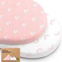 2-Pack Baby Bassinet Sheets Girl, Boy - 33x17 Viscose Derived from Bamboo Bedside Mattress Fitted Bassinet Sheets, Compatible with Halo Bassinest Swivel Sleeper, Baby Delight, Graco(Dreamland)