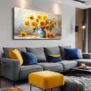 MHARTK66 Canvas Wall Art For Living Room Farmhouse Sunflower Wall Decor Large Flower Field Paintings For Bedroom Vintage Poster Art Prints Framed Artwork For Walls Kitchen Pictures Wall Decor 20x40