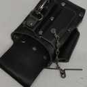Southwire POUCH4 Leather Tool Pouch; 5 Pocket Pouch with Electrical Tape Chain; Fade Resistant; Durable Compartments; Washer Rivets; Includes Metal Tool Clip; Dark Brown