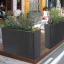 HPC Decor Planters, Plastic Planter for Outdoor Plants Handmade Wicker Large Rectangular Block Planter Box with Removable Liners, Modern Planter for Indoor Outdoor Patio Porch Deck., H 24.8" X L 32.48" X B 11.41"