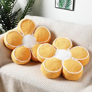 2 Pack Flower Pillows Cute Flower Shaped Pillows 15.7 Inch Soft Throw Floor Cushion for Living Room Bedroom Sofa Couch Winter Warm Decoration(Yellow)