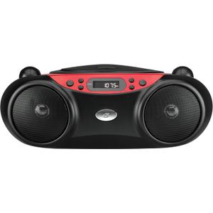 GPX BC232R Portable TopLoading CD Boombox with AM/FM Radio and 3.5mm Line in for MP3 Device  Red/Black