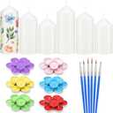 MTLEE 72 Pcs DIY Candle Painting Kit for Adults Include 6 Pcs White Pillar Candles 60 Colored Tealight Candles and 6 Paint Brushes for Spring Tea Party Crafts Wedding Birthday Party Favors