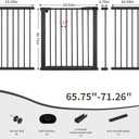 Extra Wide Dog Gate for Doorways Hallways 71.2"-76.7", 30 in Tall Baby Gates with Door No Drill, Auto Close Child Safety Gate for Pet Kid Doggie Cat Proof, Large Long Dog Barrier Indoor House, Black