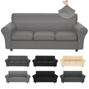 Gdmhy Stretch Couch Covers for 3 Separate Cushion Couch Sofa -Living Room Couch Sofa Cover,Washable Sofa Slipcover,Pet Friendly Furniture Protector with Elastic Bottom, Universal Fit for Home,No Pillow, Grey