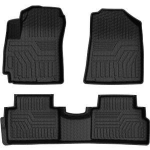 Mixsuper Floor Mats for Kia Soul 2020-2025 2026, Custom Fit TPE All-Weather Floor Liners, Waterproof Anti-Slip Heavy Duty Mats, 1st and 2nd Row Accessories Set Black