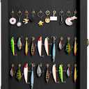 Keychain Display Case Cabinet, WallMounted Wood Organizer for Keyrings, Pocket Watches, Fishing Lures, Baits, Medals, Pins & Collectibles, for Home Office Garage Study Dcor,24.4"x14.2"x2.6"