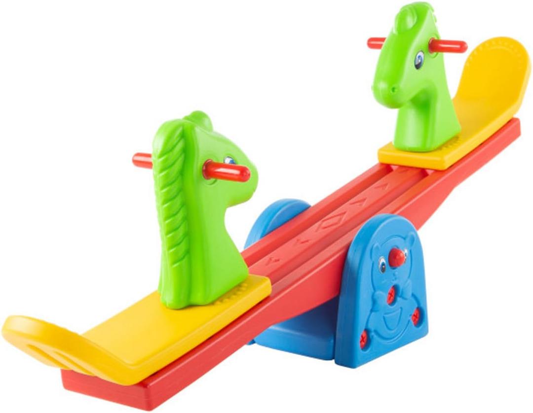 HEY! PLAY! Teeter Totter - See Saw for Backyard or Playroom with Easy-Grip Handles - Indoor or Outdoor Play Equipment for Toddlers