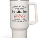 SANDJEST Retirement Tumbler 40oz Stainless Steel with Handle and Straw - Happy Retirement Gifts for Coworkers & Colleagues