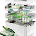 3-Tier Medicine Organizer - Portable Medicine Cabinet with Plastic Handle, Multipurpose Medical Box with Pill Box, Empty First Aid Kit for Home, White 