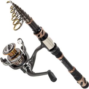 PLUSINNO Fishing Rod and Reel Combos - Carbon Fiber Telescopic Fishing Pole - Spinning Reel 12 +1 Shielded Bearings Stainless Steel BB
