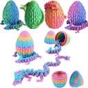 12inch 3D Printed Dragon Egg, Mystery Crystal Dragon Fidget Toys, Articulated Dragon, Home Desk Decor Easter Surprise Dinosaur Eggs, Adults Fidget Toys for Autism/ADHD (Rainbow)