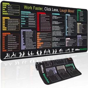 Excel Cheat Sheet Desk Pad, Keyboard Excel Shortcut Desk Mat, XL Large Mouse Pad, Large Keyboard Mat for Office Supplies (2 Pcs)