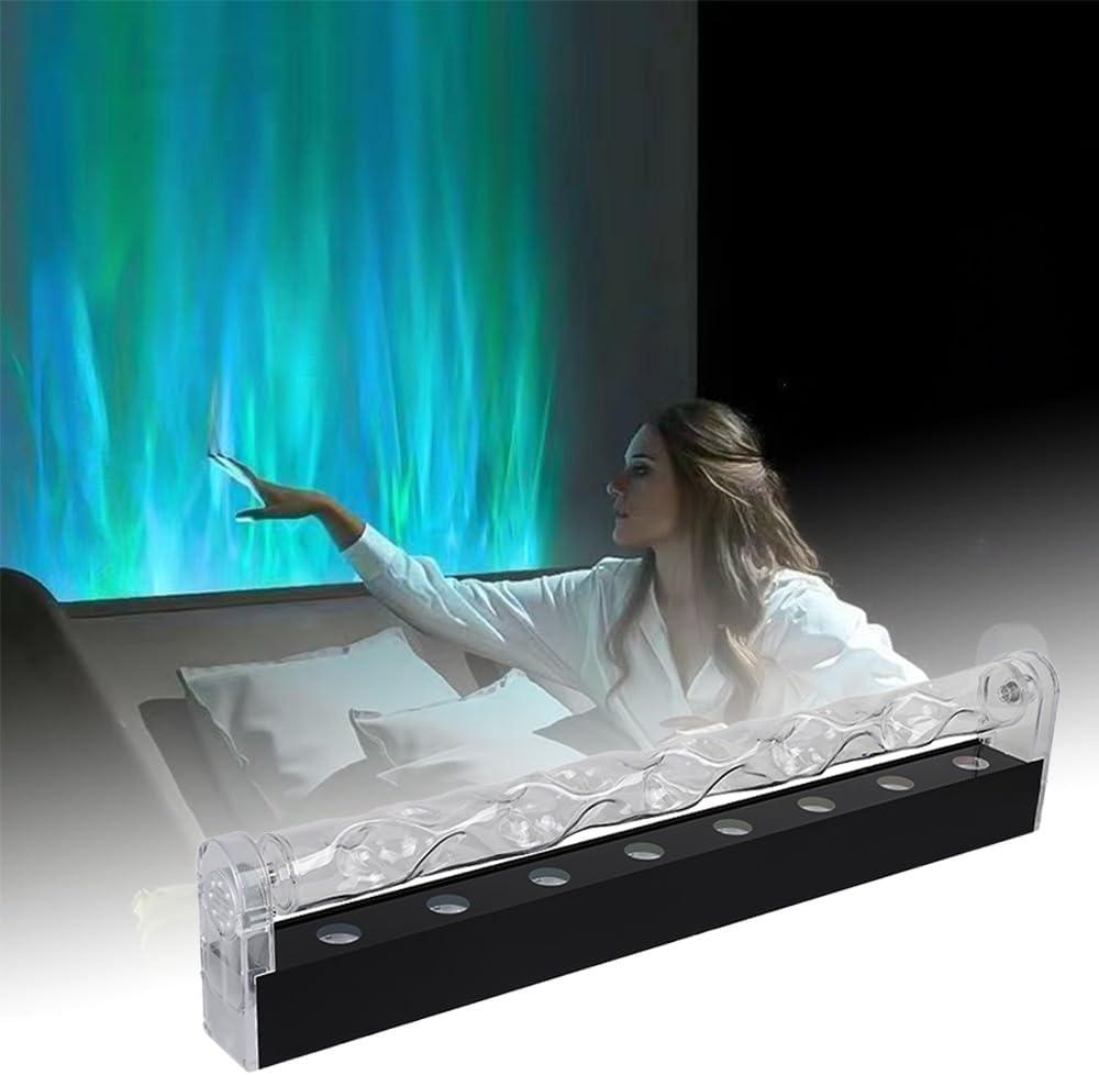 RGBW Dynamic Wave Wall Light, Ocean Wave Projector Light ith Music Sync, Color Changing Wall Washer Lamp with Remote & APP, Aurora Projector Ambient Light for Gaming Living Room,1 Pack, 39.4 Inch