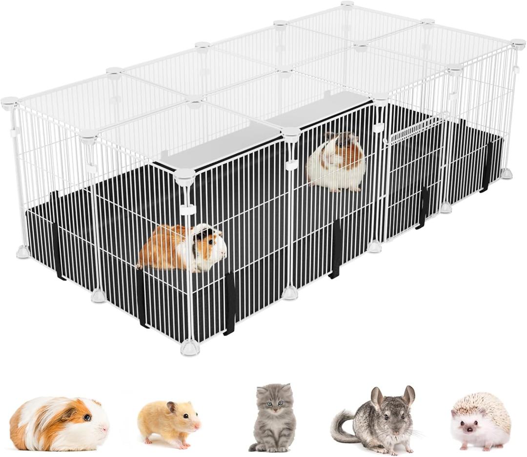 Small Animal Playpen with Waterproof Mat,Guinea Pig Cages,48"*26"*15.7"C&C Cage for Hamster,Rabbit,Bunny,Hedgehog,Chinchilla,Ferret,Indoor Outdoor Portable Metal Wire Yard Fence,Metal Pet Panels-20p