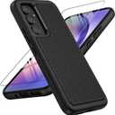 FNTCASE for Galaxy A54-5G Phone Case - Samsung Military Grade Drop Protection, 14ft Drop Tested, Screen Protector Included, Anti-Slip Matte Textured, TPU+PC Dual Layer Shockproof Cover (Black)
