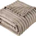 BOURINA Flannel Fleece Throw Blanket Lightweight Cozy Plush Microfiber Fleece Throw,Beige 50x60 inches