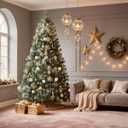 DWVO Prelit Christmas Tree 6ft with 56 Pine Cones & White Pine Needle, Atificial Tree with 250 LED Lights, Full Green Xmaxs Trees with 946 Metal Hinged Branch Tips & Stand Remote Controlled