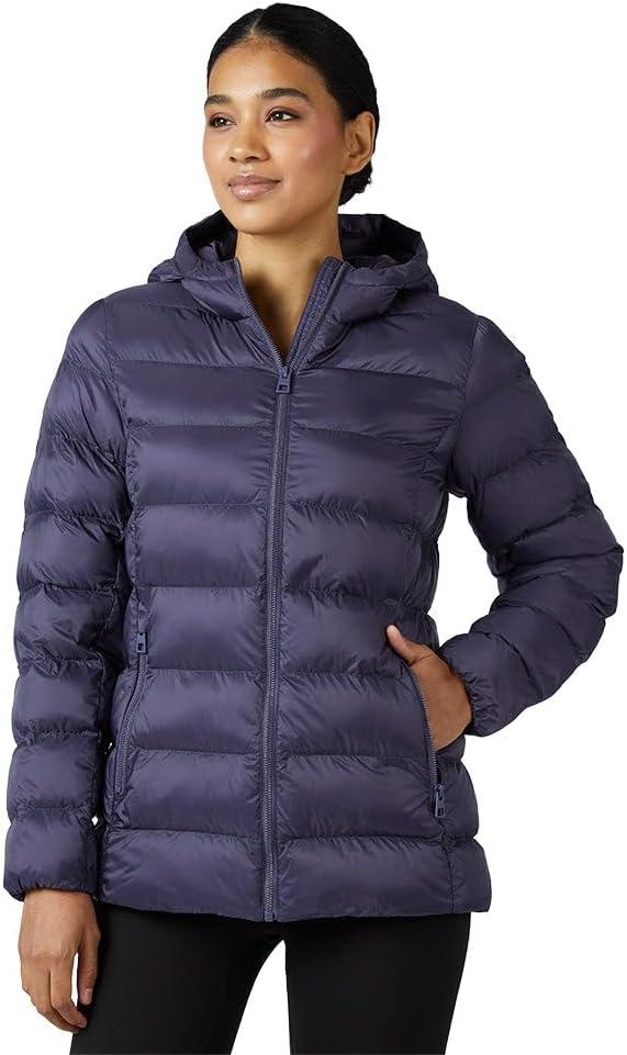32 Degrees Heat Womens Lightweight Packable Hooded Jacket  Water Resistant Travel Puffer (X-Small, Graystone)