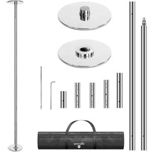 SereneLife 45mm Fitness Dance Pole  Static & Spinning Modes, Heavy-Duty Removable Pole for Strength, Cardio & Dance  Easy Assembly, No Drilling  Suitable for Home, Club, Gym, Party, Pub (All Included Silver)