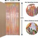 Photo Backdrop for Mothers Day Decorations, Melsan Rose Gold Tinsel Backdrop 2 Pack, Sparkle Foil Fringe Curtains for Rose Gold Birthday Decorations, 3.2 ft x 8.2 ft