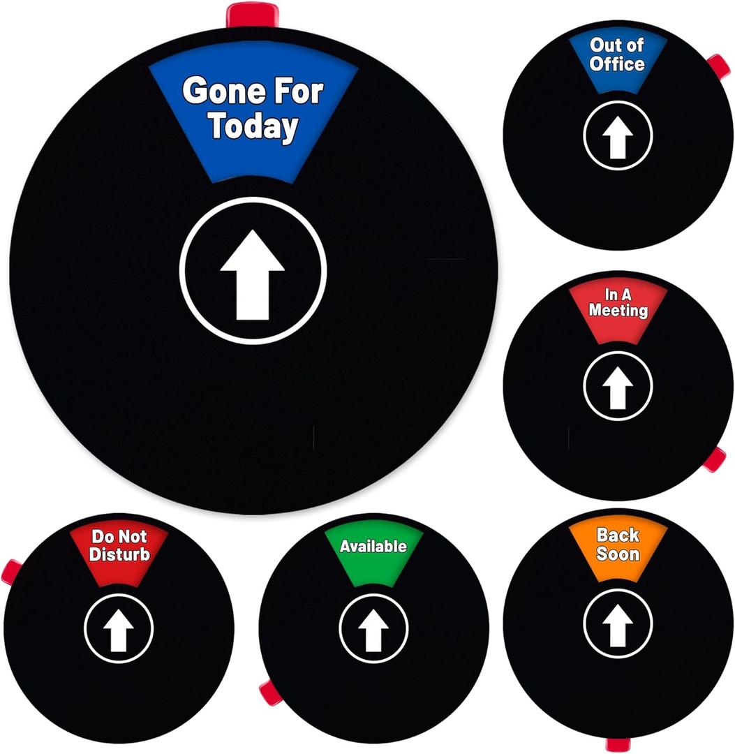 3 x Status Spinner Privacy Signs: 6-in-1 Options - Do Not Disturb, In A Meeting, Gone For Today, Out Of Office, Available, Back Soon - For Office and Home Use