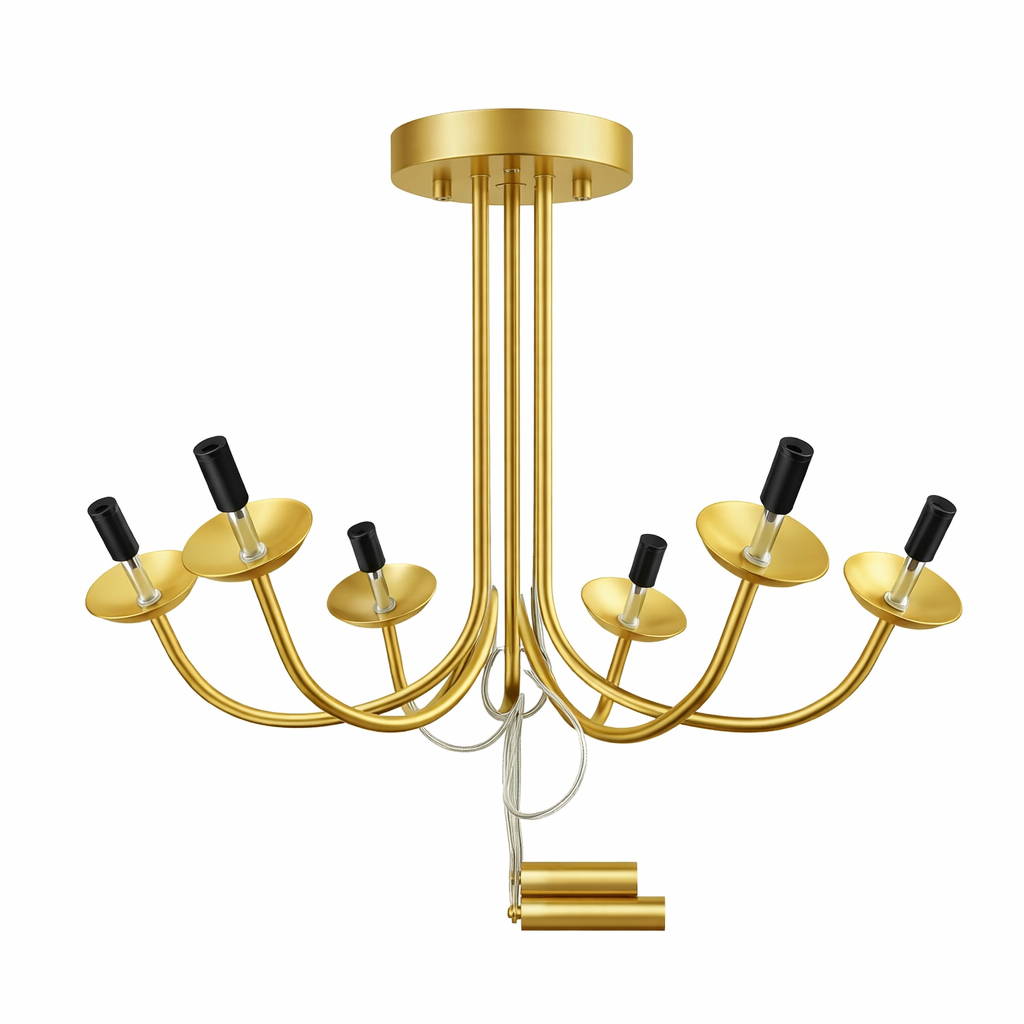 Brushed Brass Six-light Chandelier