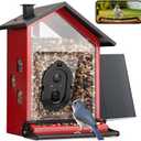 TT Nature Smart Bird Feeder with Camera Solar Powered Squirrels-Proof, AI Identify Bird Species & Instant Arrival Notification Camera, Data Security, Metal Case 3.2L Large Capacity Gift, Red