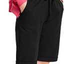Hanes Women's Shorts, French Terry Bermuda Pocket Shorts, Jersey Knit Fleece Shorts, Women's Bermuda Shorts, 11" S, Black