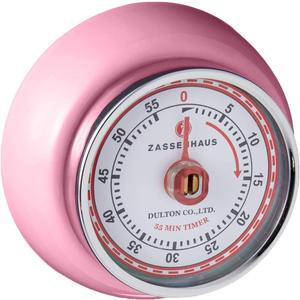 Zassenhaus Magnetic Retro Kitchen Timer, Classic Mechanical Cooking Timer (Pink) (2.75 inch)