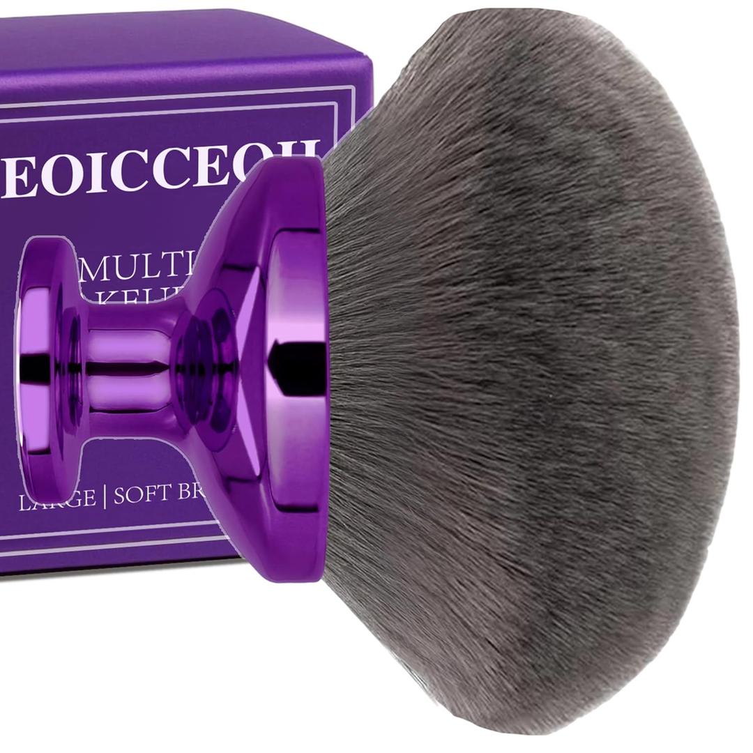 Extra Large Body Makeup Brush For Self Tanner, Leg Makeup &Bronzer Blend,4inch Wide-headed Kabuki Brush Provides More Even &Pretty Application, Sunscreen Face& Back Makeup Brush, Wet&Dry Use- Purple
