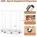 YKDIRECT 250L Rolling Ball Organizer with Locking Wheels - Large Sports Storage Basket for Basketball Soccer Football Volleyball, Steel Garage Equipment Cart with Elastic Rope for Household Storage
