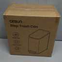 Cesun Small Bathroom Trash Can with Lid Soft Close, 5 Liter/1.3 Gallon Stainless Steel Garbage Can with Removable Inner Bucket, Step Pedal, Slim Waste Basket for Toilet, Office, Bedroom (White&Gold)