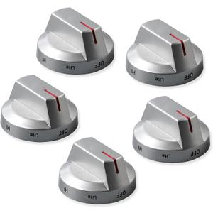 atgestore DG64-00975A DG94-04397A Stove Knobs Replacement for Samsung Stove Parts, NE/NX9000T DG94-03443A NX60T8511SS/AA Samsung Range Parts Burner Knobs Gray Plastic Gas Cooktop Control Knobs 5 Pcs