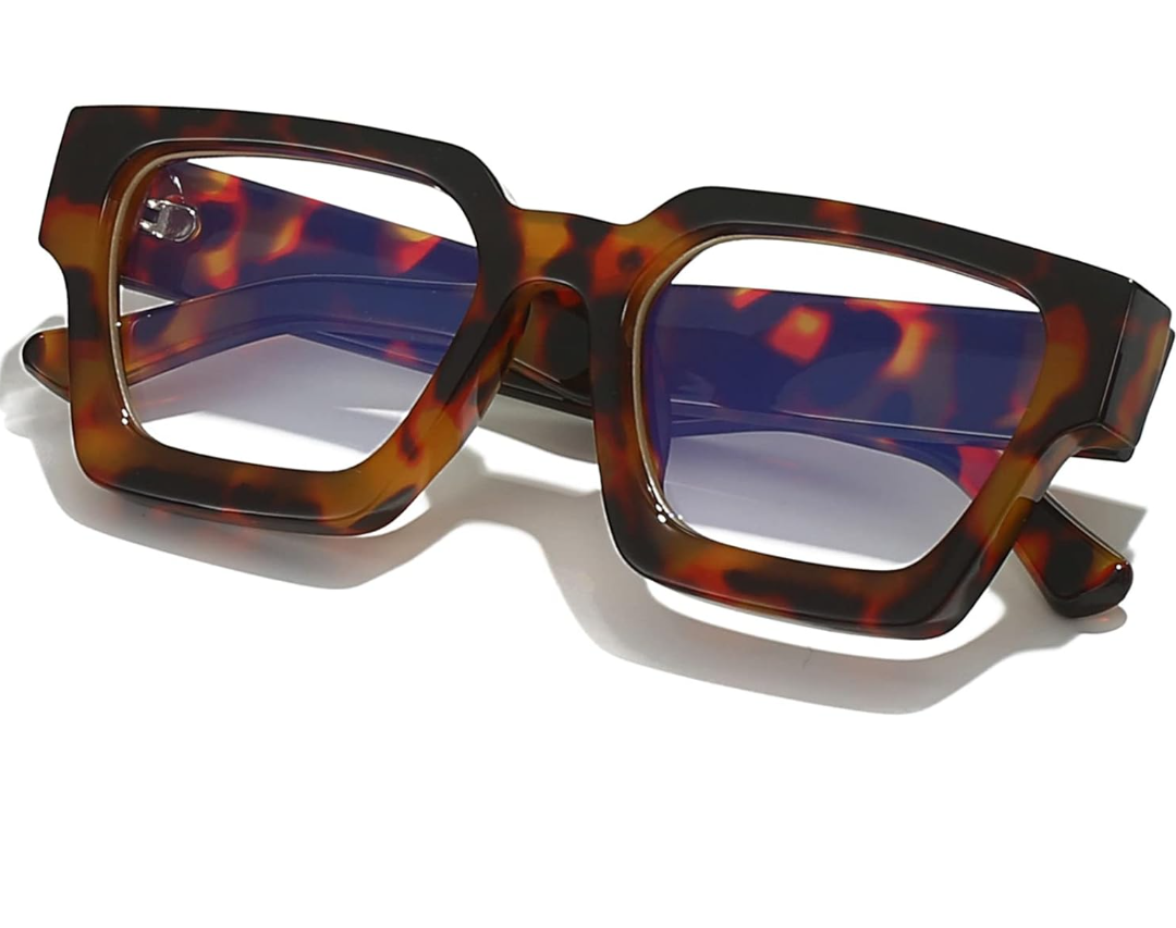 Square Thick Frame Glasses for Women Men Fashion Blue Light Glasses Trendy Chic Computer Eyeglasses