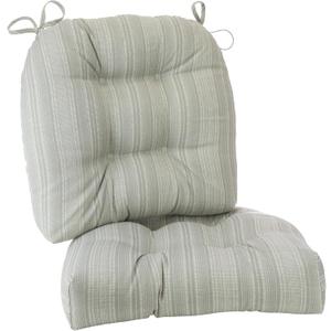 Klear Vu Wicker Solarium Indoor and Outdoor Chair Cushions for Patio Furniture, Kitchen and Dining Room, Water-Resistant Seat Pads, 19x18 Inches, 2 Pack, Boardwalk Stripe, 2 Count