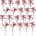 Fangoo 20 Pack 7 Inch Artificial Red Berry Picks for Christmas Tree, Burgundy Red Berries Stems, Holly Berry Branches, Ornaments Wreath Crafts Wedding, Holiday Season, Winter Home Decor