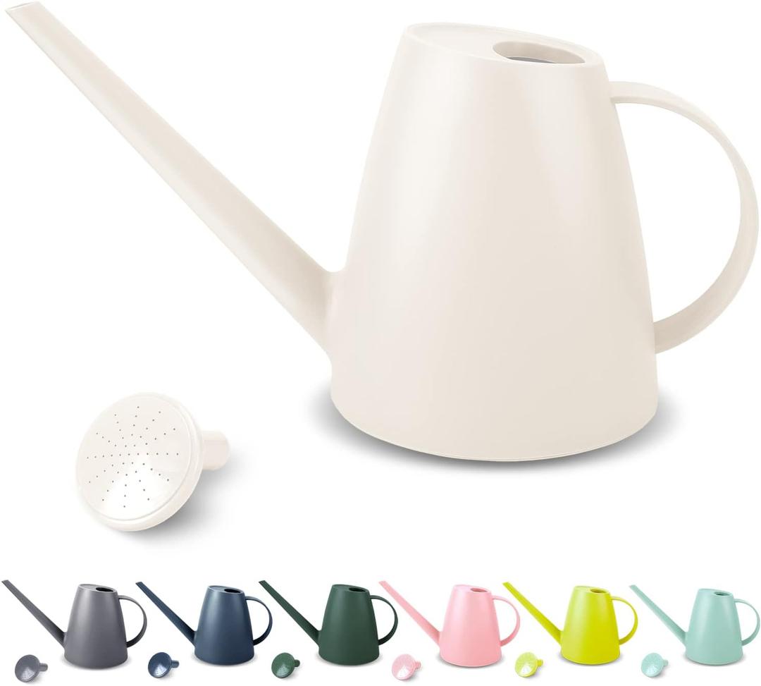 Watering Can for Indoor Plants, Small Watering Cans for House Plant Garden Flower, Long Spout Water Can for Outdoor Watering Plants 1.8L 1/2 Gallon (White)