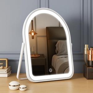 Rechargeable Vanity Mirror with Lights,10"7.8" Arched LED Makeup Mirror with Lights, Smart Touch Control Dimmable 3 Modes Light up Mirror for Dorm Desk Dressing Room,Gift for Women (White)