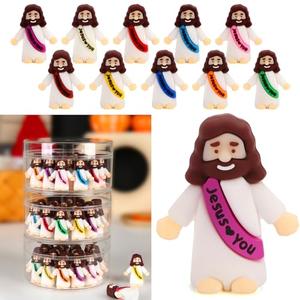 100 Pcs Little Jesus Figures, Jesus Loves You Figures, Mini Jesus Figurines in Bulk, Tiny Baby Jesus Figures for Crafts Pocket Hide and Seek, Sunday School Religious Party Favors Gift (10 Colors)