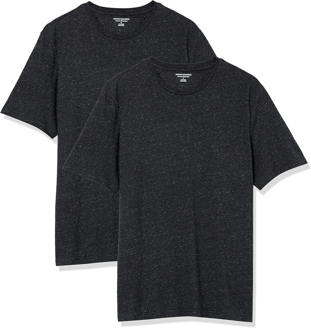 Amazon Essentials Men's Cotton Regular-Fit Short-Sleeve Crewneck T-Shirt, Pack of 2 (3X-Large Big Tall, Charcoal Heather)