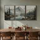 3 Piece Large Framed Mountain Landscape Wall Art for Living Room, 24x36 In, 24" W x 36" H x 3Pcs