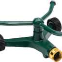 Melnor Metal Revolving Sprinkler; 3-Arm Rotary with Wheeled Base , Green , 45' - 7000