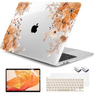 DONGKE for MacBook Pro 13 Inch Case 2023-2016 Release A2338 M2 M1 A2251 A2289 A2159 A1989 A1706 Touch Bar & Touch ID, Hard Shell, with USB C to USB Adapter & Keyboard Cover, Stone Florals