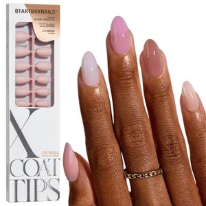 BTArtboxnails XCOATTIPS Bare 5-Shades Nude Press on Nails - 4-Week Wear Short Almond Press on Nails, Easy to Apply, Soak Off, Salon Quality Value at Home, 16 Sizes - 160 Fake Nails