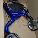 PLANET WALK Super Lightweight 3 Wheel Walkers for Seniors - 9 lbs Foldable Aluminum Frame, Triangular Anti-Tip Frame enhances Stability, 8" All-Terrain Wheels Rollator Walker with Cup Holder Blue