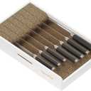 SpaceAid Knife Drawer Organizer 9 inches Wide Bamboo Insert Dock, Kitchen Steak Knives Holder Organizers Block for Drawer in Storage Organization (Medium, White)